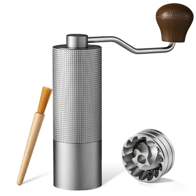 Moedor de café manual antigo de liga de alumínio com cabo de madeira maciça