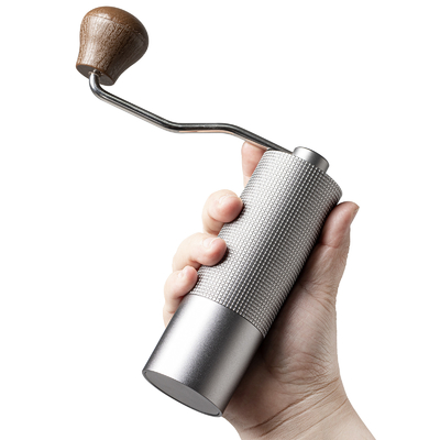 Mini moedor manual de grãos de café para camping ecológico cabo de madeira de metal